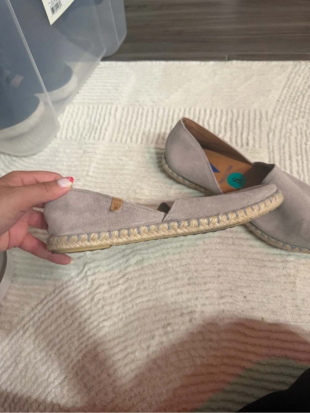 Women’s Suede Slip-On Espadrilles in Light Gray - Size 8